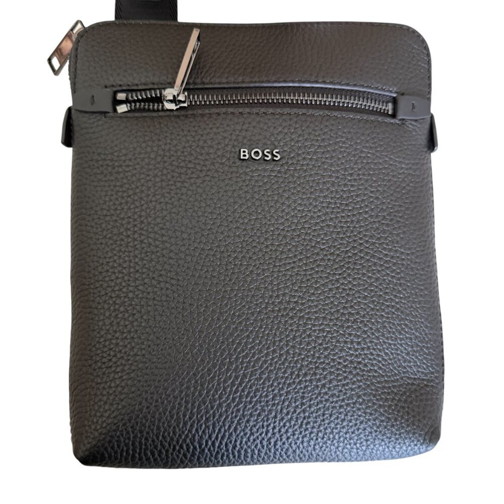 HUGO BOSS Morval All Leather Zip Env_O Bag 50517985 Black‎ - Picture 3 of 16